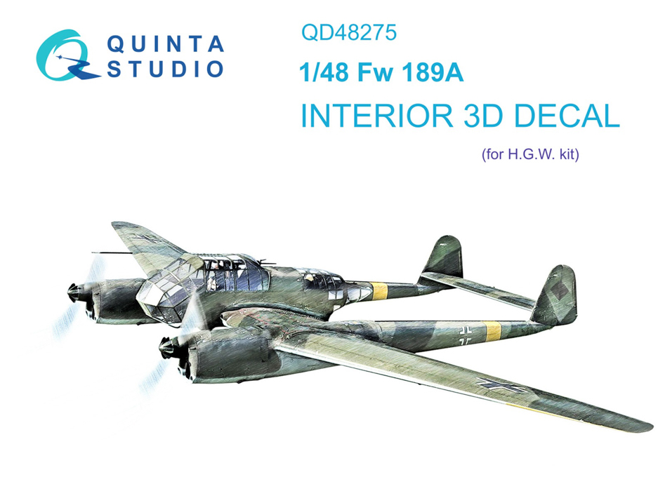 

QD48275 3D Декаль интерьера кабины Fw 189A GWH, Цветной
