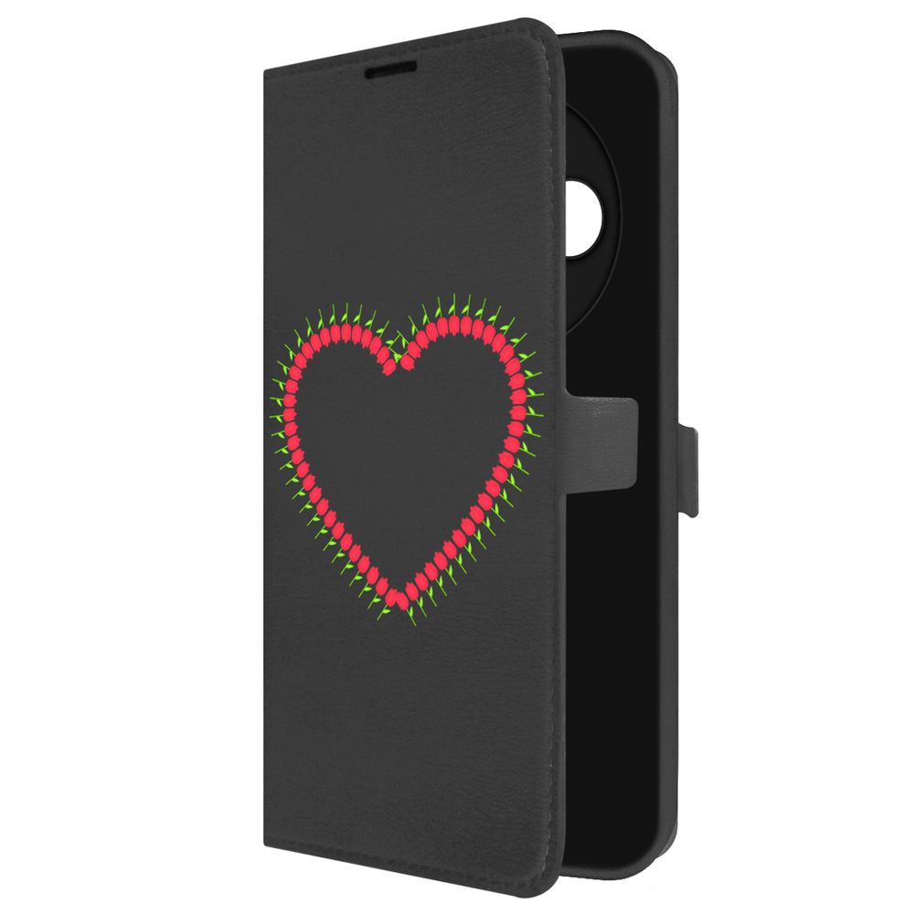 

Чехол-книжка Krutoff Eco Book для TECNO Spark 30С Сердце из тюльпанов (черный)