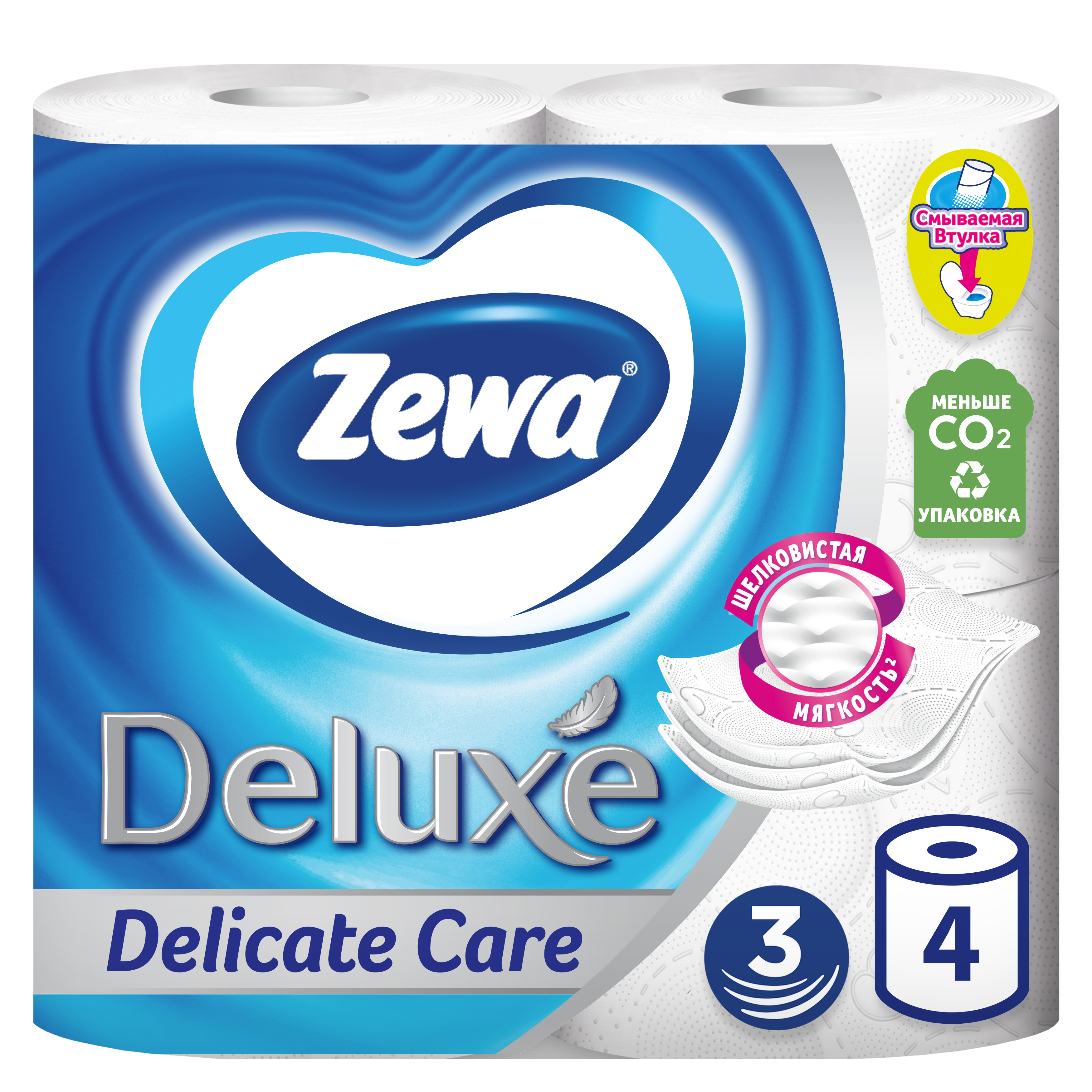 фото Туалетная бумага zewa deluxe белая, 3 слоя, 4 рулона