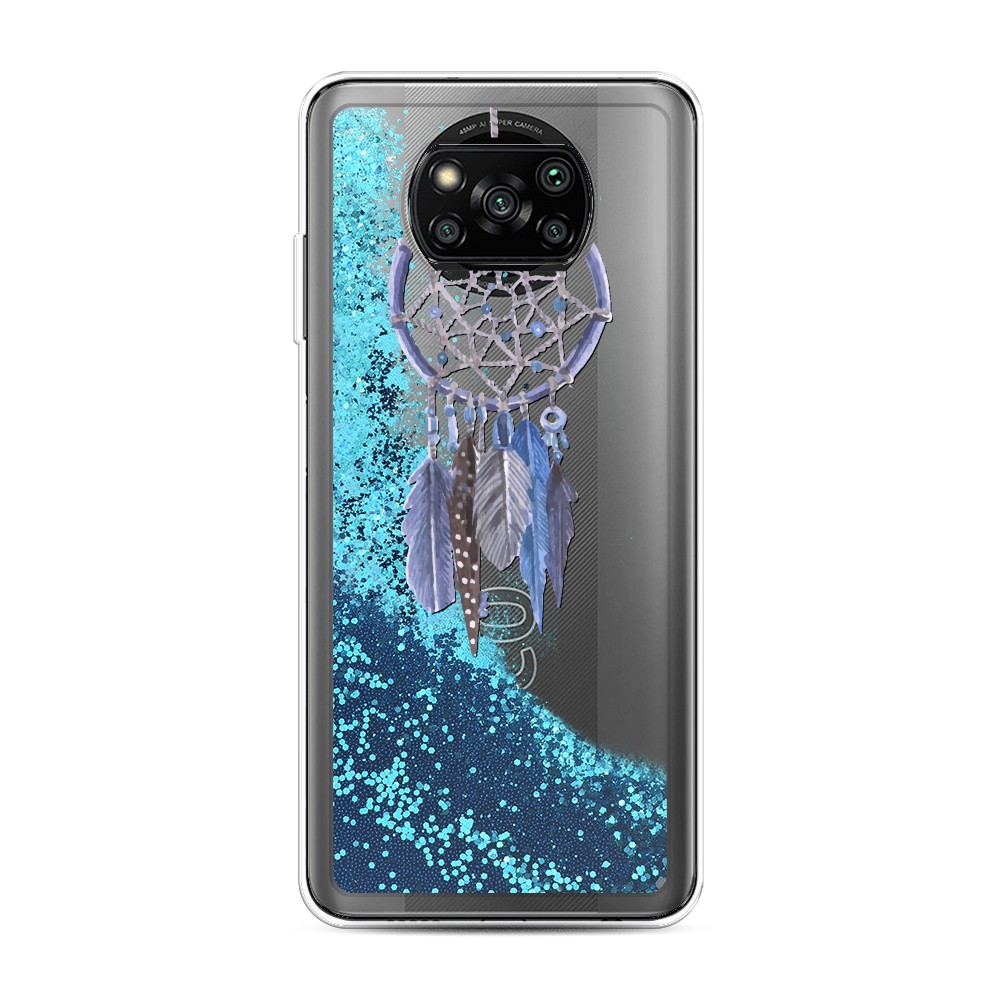 

Жидкий чехол с блестками "Синий ловец снов акварель" на Xiaomi Poco X3 Pro, 310693-1