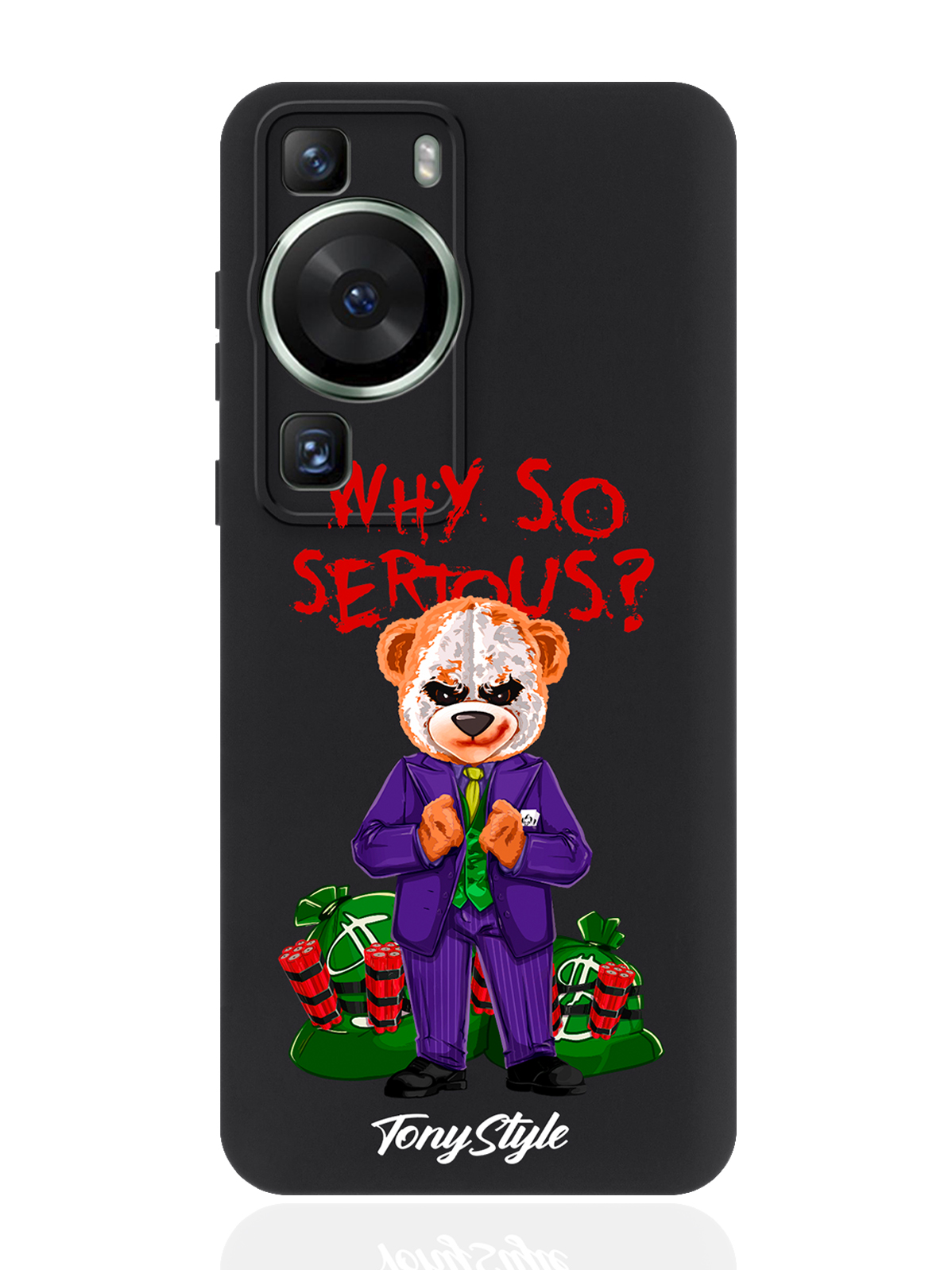 

Чехол для смартфона Huawei P60 черный силиконовый Tony Style Why so serious, Разноцветный, Huawei