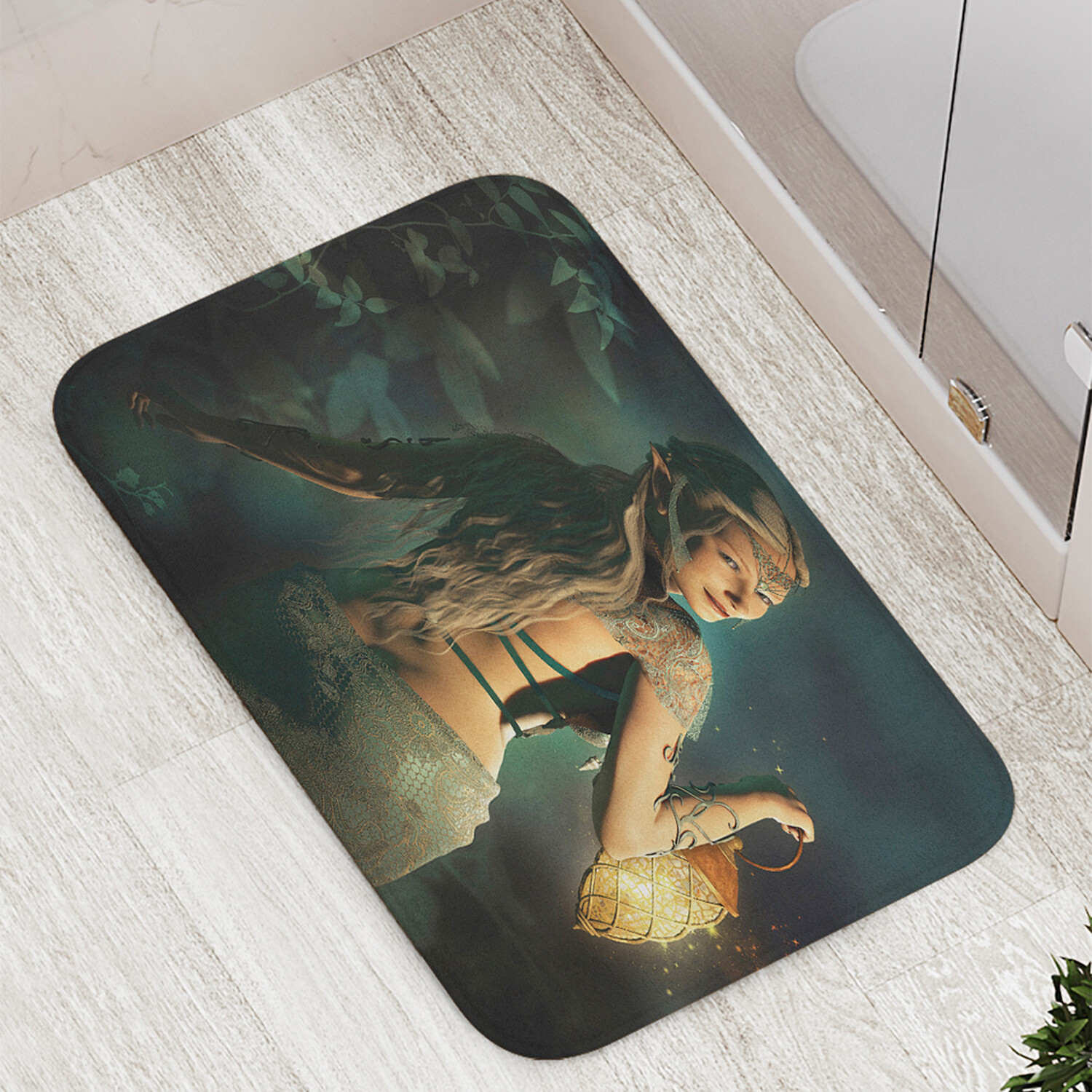 

Коврик противоскользящий JoyArty "Девушка эльф" для ванной сауны бассейна 77х52 см, Девушка эльф
