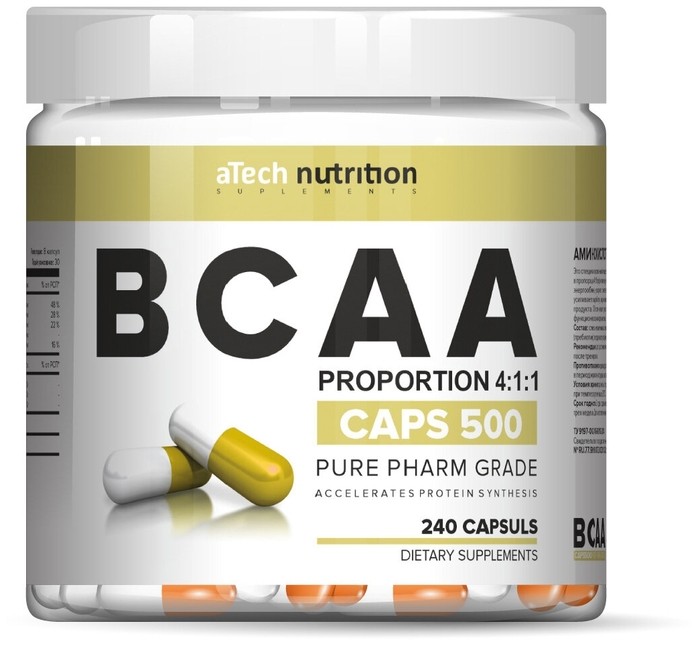 aTech Nutrition Pure Pharm Grade Caps BCAA 240 капсул, нейтральный