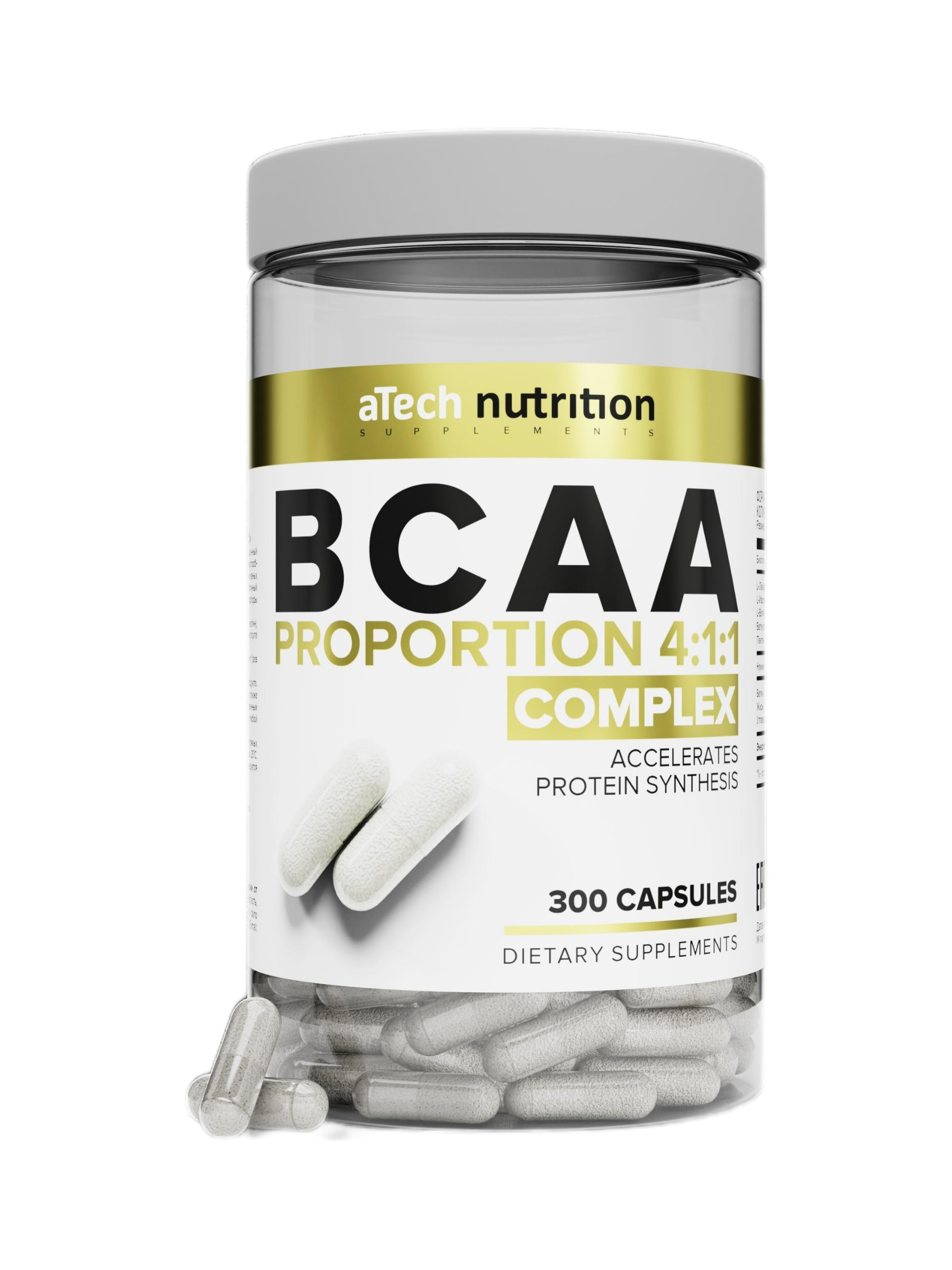 Комплекс аминокислот BCAA 4:1:1 спортивное питание БЦАА aTech Nutrition 300 капсул