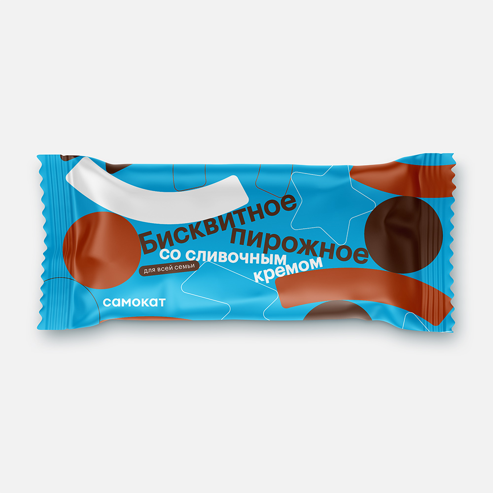 Бисквитное пирожное Самокат, со сливочным кремом, 30 г