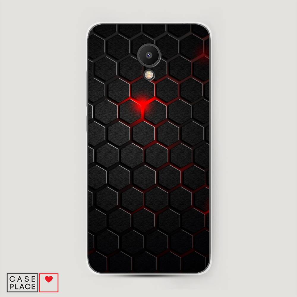 фото Чехол awog "фон соты красные" для meizu m6s