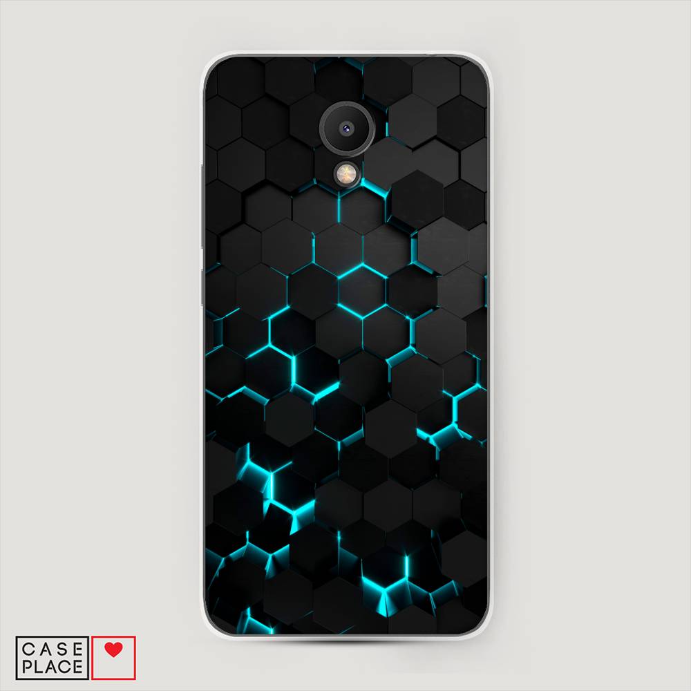 фото Чехол awog "соты бирюзовые" для meizu m6s
