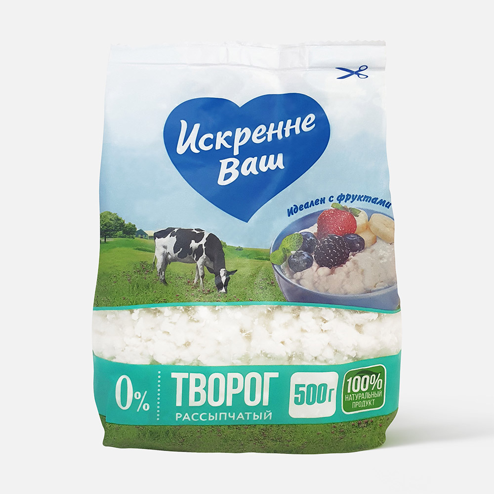 

Творог Искренне ваш, обезжиренный, рассыпчатый, 500 г