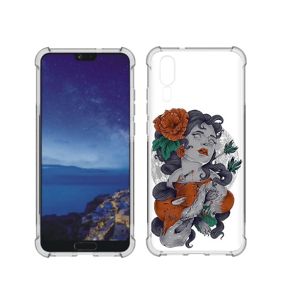 

Чехол MyPads Tocco для Huawei P20 темная девушка с лисой (PT108006.52.639), Прозрачный, Tocco