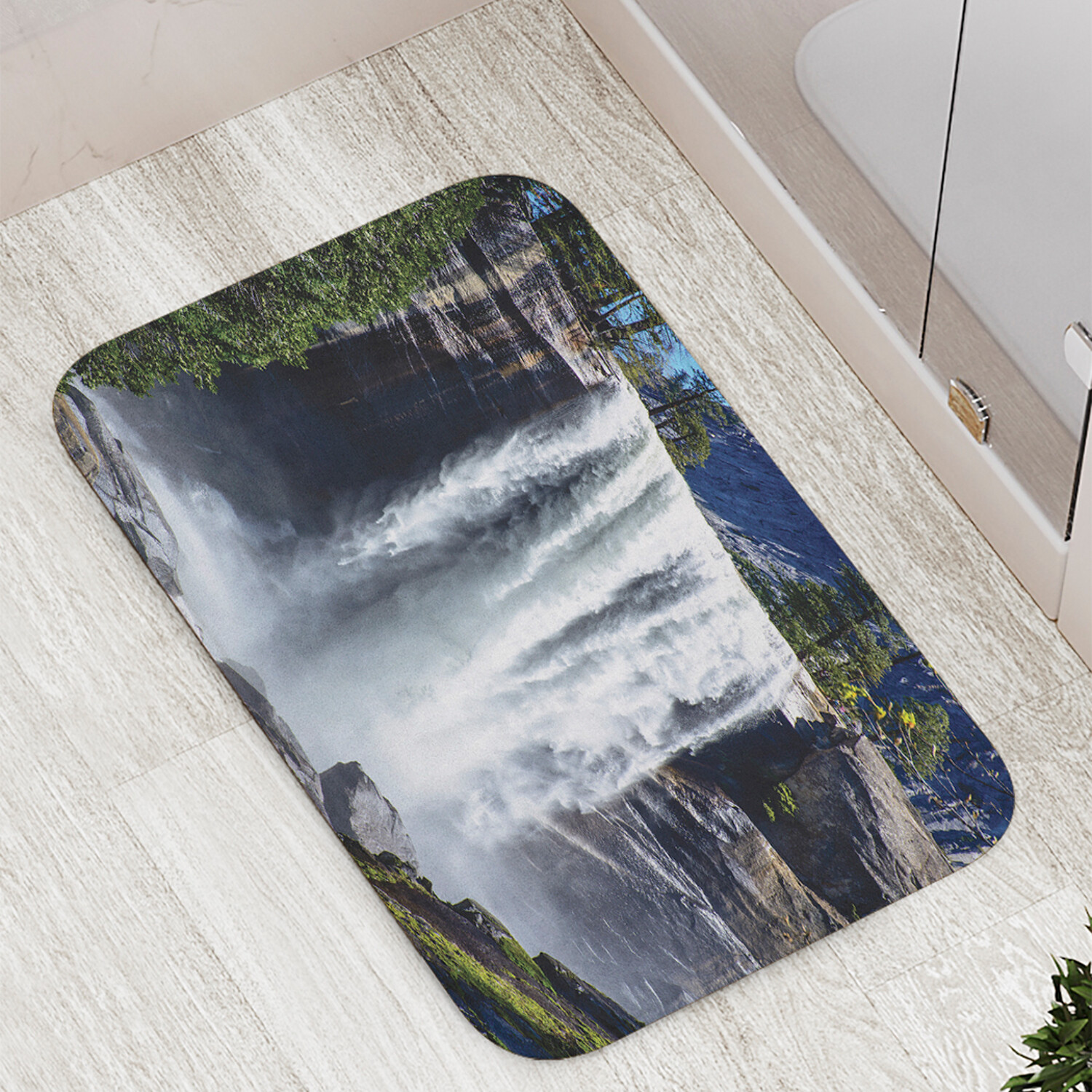

Коврик противоскользящий JoyArty "Водопад в горах" для ванной сауны бассейна 77х52 см, Водопад в горах