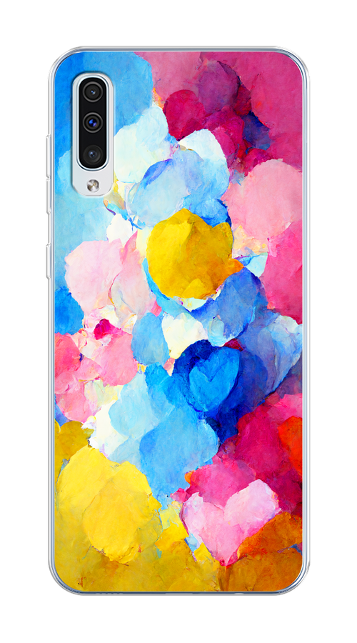 

Чехол Homey на Samsung Galaxy A50 "Яркие пятна", Синий;голубой;желтый;розовый, 27750-1