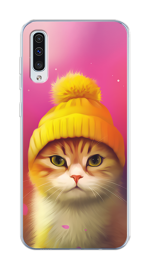 

Чехол Homey на Samsung Galaxy A50 "Котик в шапочке", Розовый;желтый;бежевый, 27750-1