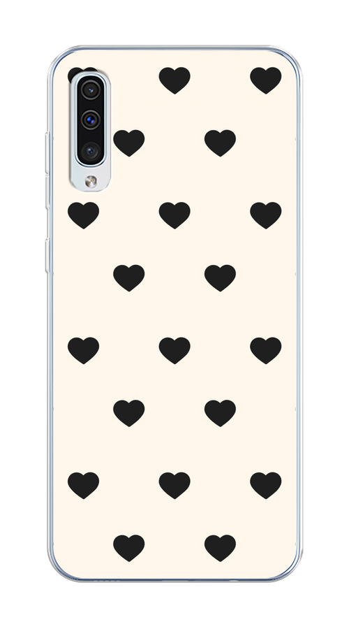 

Чехол Homey на Samsung Galaxy A50 "Черные сердечки на белом", Черный;белый, 27750-1