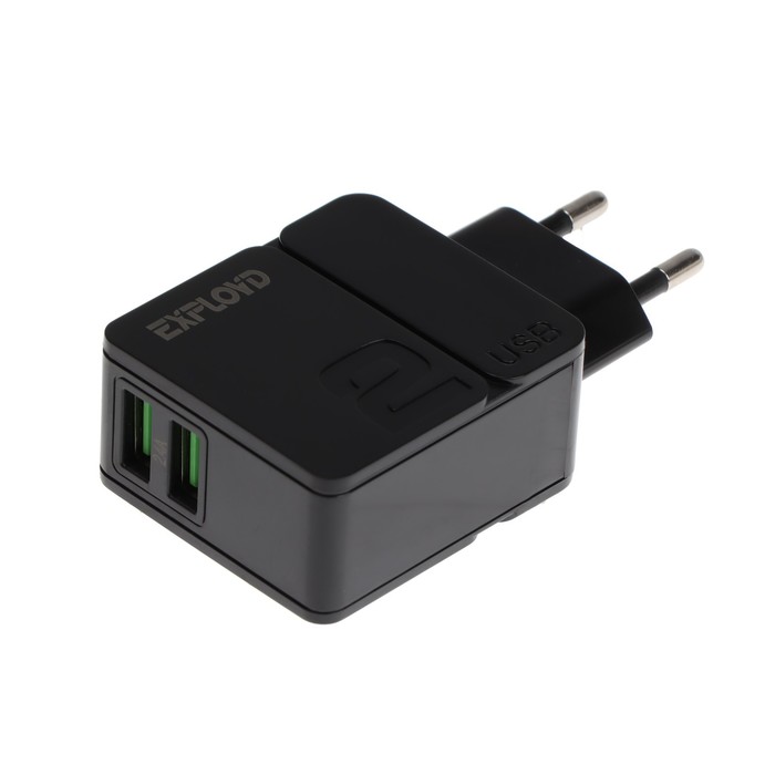 

Сетевое зарядное устройство Exployd EX-Z-1430, 2 USB, 2.4 А, черный