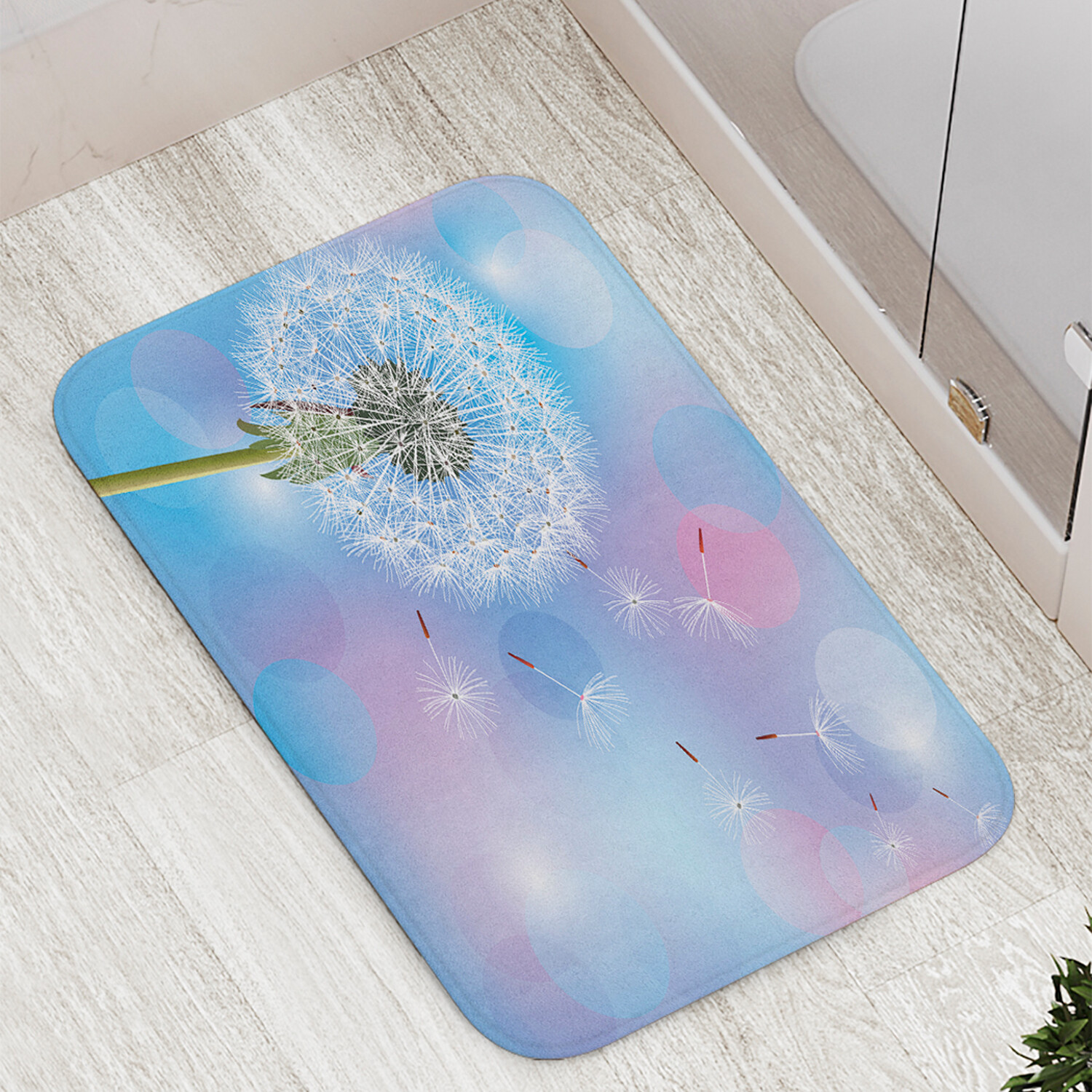 

Коврик противоскользящий JoyArty "Седой одуванчик" для ванной сауны бассейна 77х52 см, Седой одуванчик