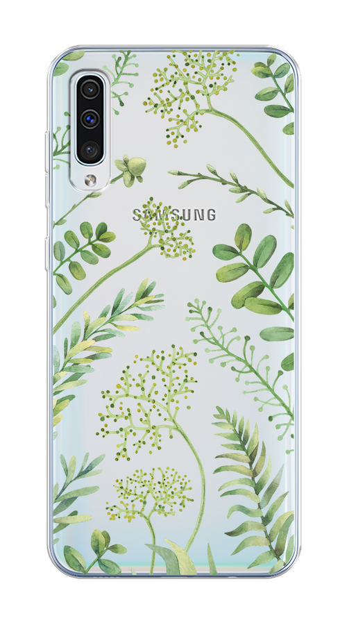 

Чехол Homey на Samsung Galaxy A50 "Green Leaves", Зеленый;прозрачный, 27750-1