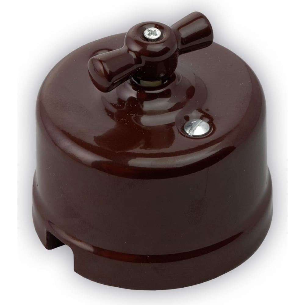 фото Двухклавишный выключатель retrika, керамический, ретро цвет коричневый r-sw-22