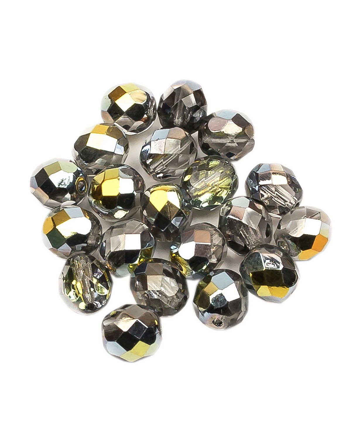 

Стеклянные чешские бусины Fire polished beads ганеные круглые 8 мм Crystal Marea 20шт, Серебристый, FP-8