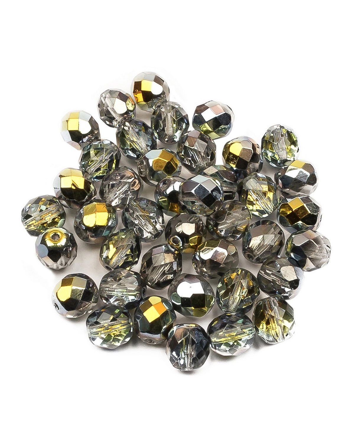 

Стеклянные чешские бусины Fire polished beads ганеные круглые 8 мм Crystal Marea 40шт, Серебристый, FP-8