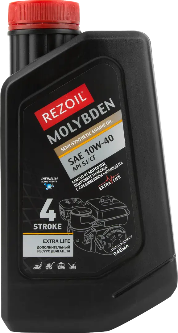 Масло моторное 4Т Rezoil Molybden SAE 10W-40 полусинтетическое 1 л масло моторное 4т rezoil premium 5w 30 полусинтетическое 1 л