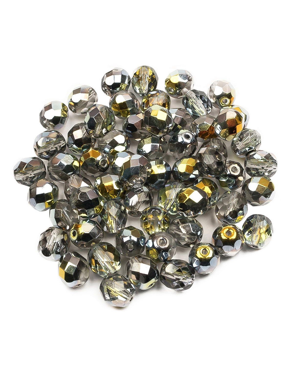 

Стеклянные чешские бусины Fire polished beads ганеные круглые 8 мм Crystal Marea 60шт, Серебристый, FP-8