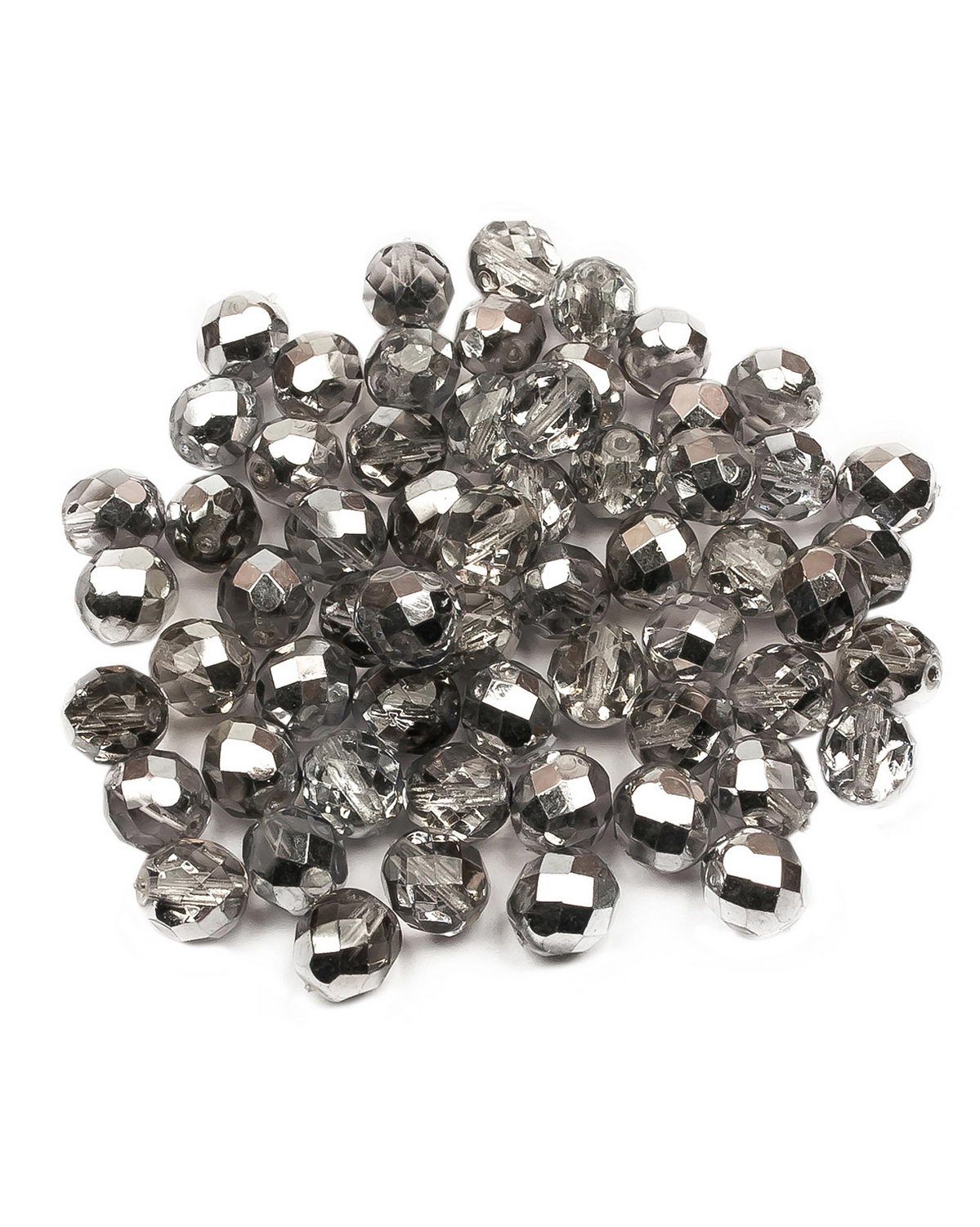 

Стеклянные чешские бусины ганеные круг 8 мм Crystal Sky Metallic Ice 60шт, Серый, FP-8