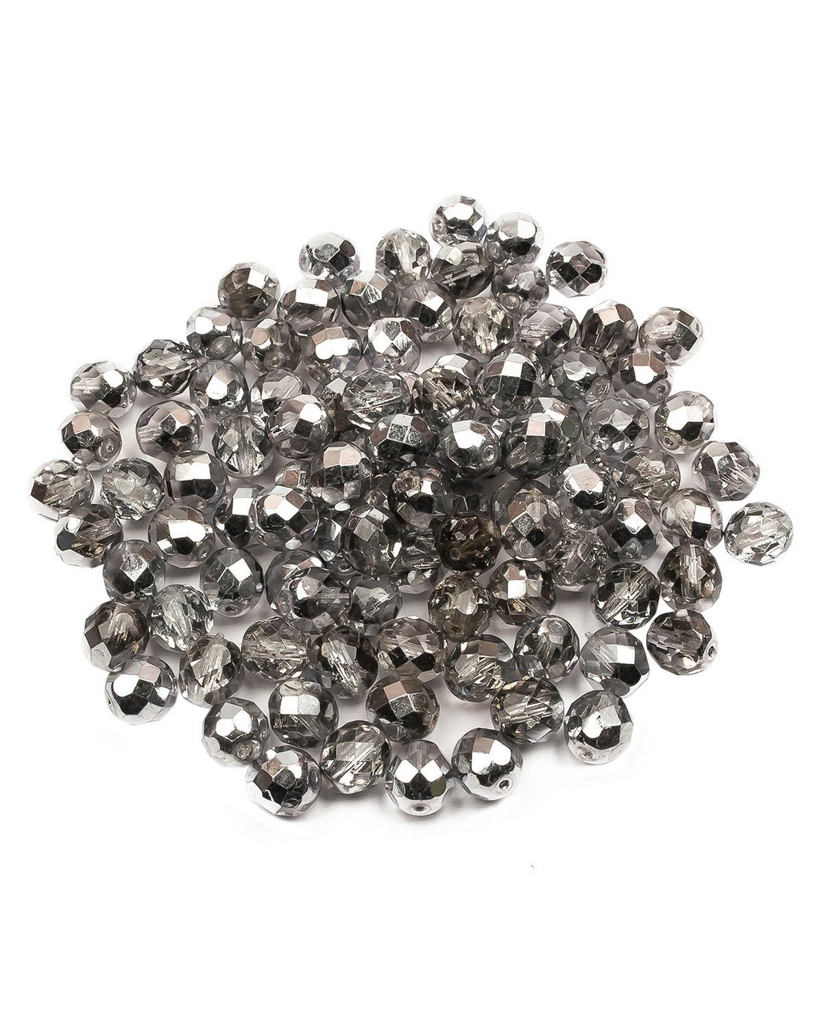 

Стеклянные чешские бусины ганеные круг 8 мм Crystal Sky Metallic Ice 100шт, Серый, FP-8