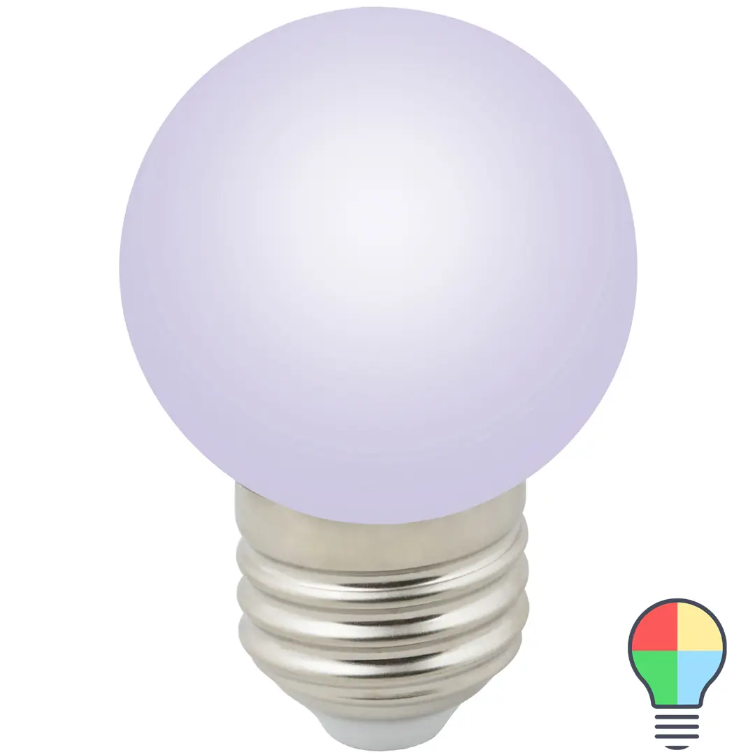 

Лампа светодиодная Volpe E27 220 В 1 Вт шар матовый 80 лм RGB свет