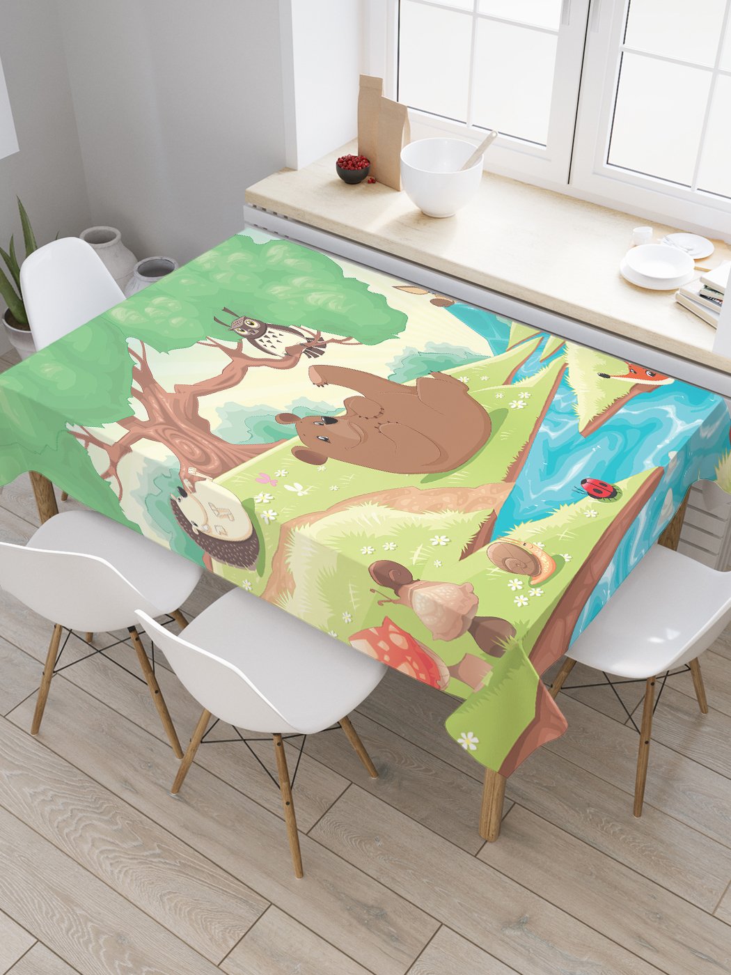 

Скатерть прямоугольная JoyArty "Отдых на травке" из сатена, 180x145 см, Зеленый, Отдых на травке