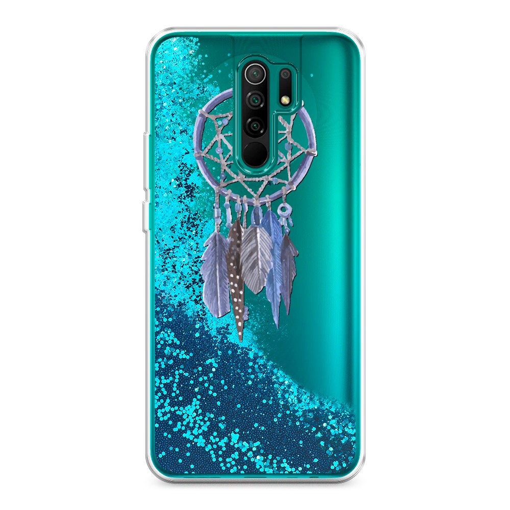 

Жидкий чехол с блестками "Синий ловец снов акварель" на Xiaomi Redmi 9, 38393-1