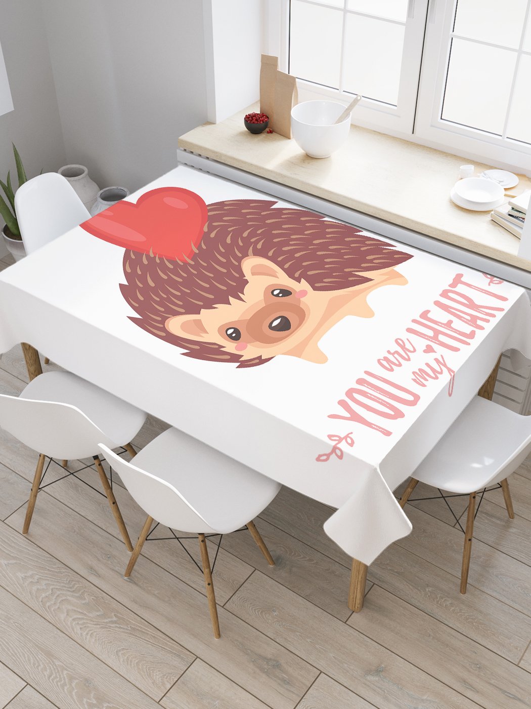 

Скатерть прямоугольная JoyArty "Ты мое сердце" из сатена, 180x145 см, Белый, Ты мое сердце