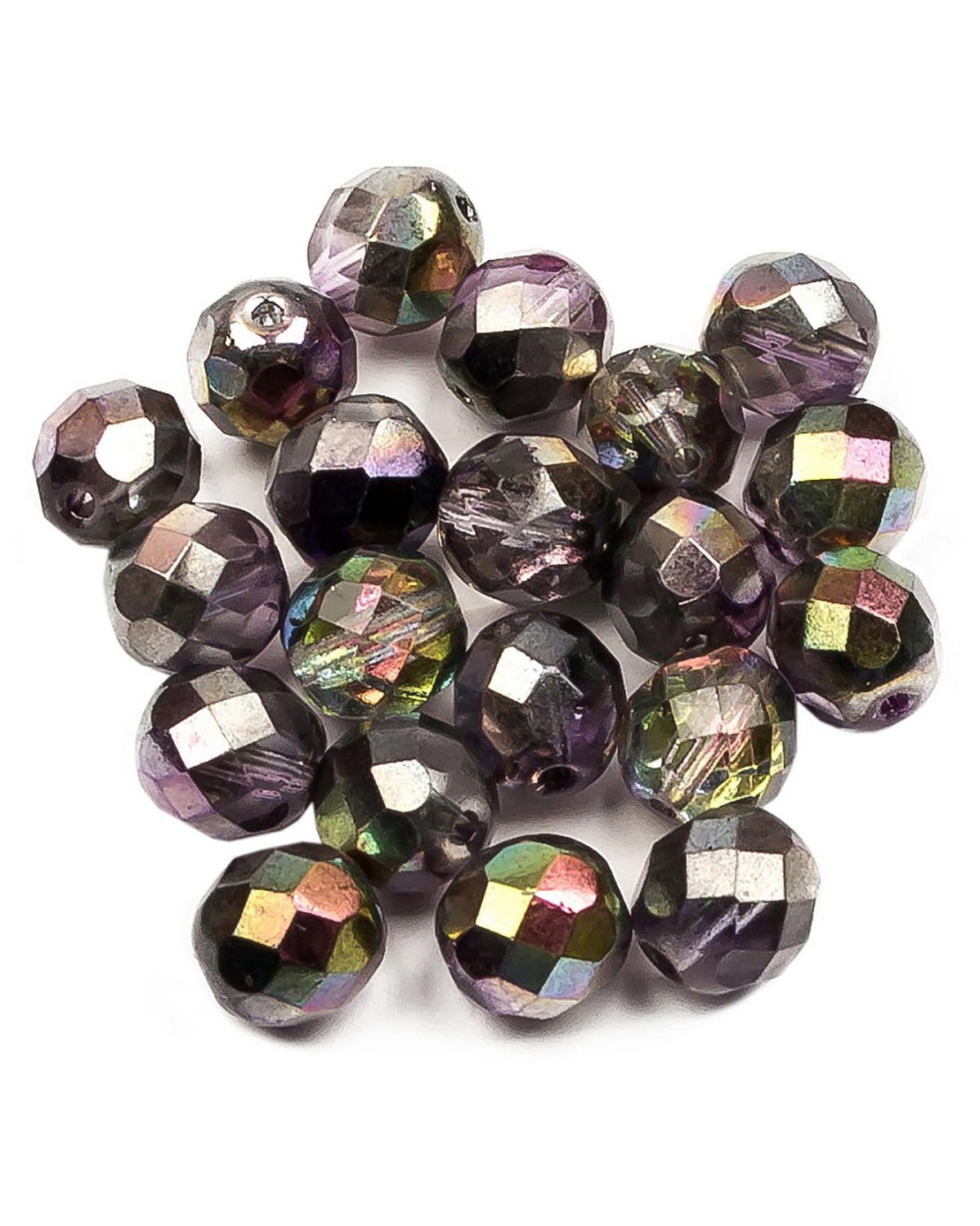 

Стеклянные чешские бусины Fire polished beads ганеные круг 8 мм Crystal Magic Purple 20шт, Розовый, FP-8