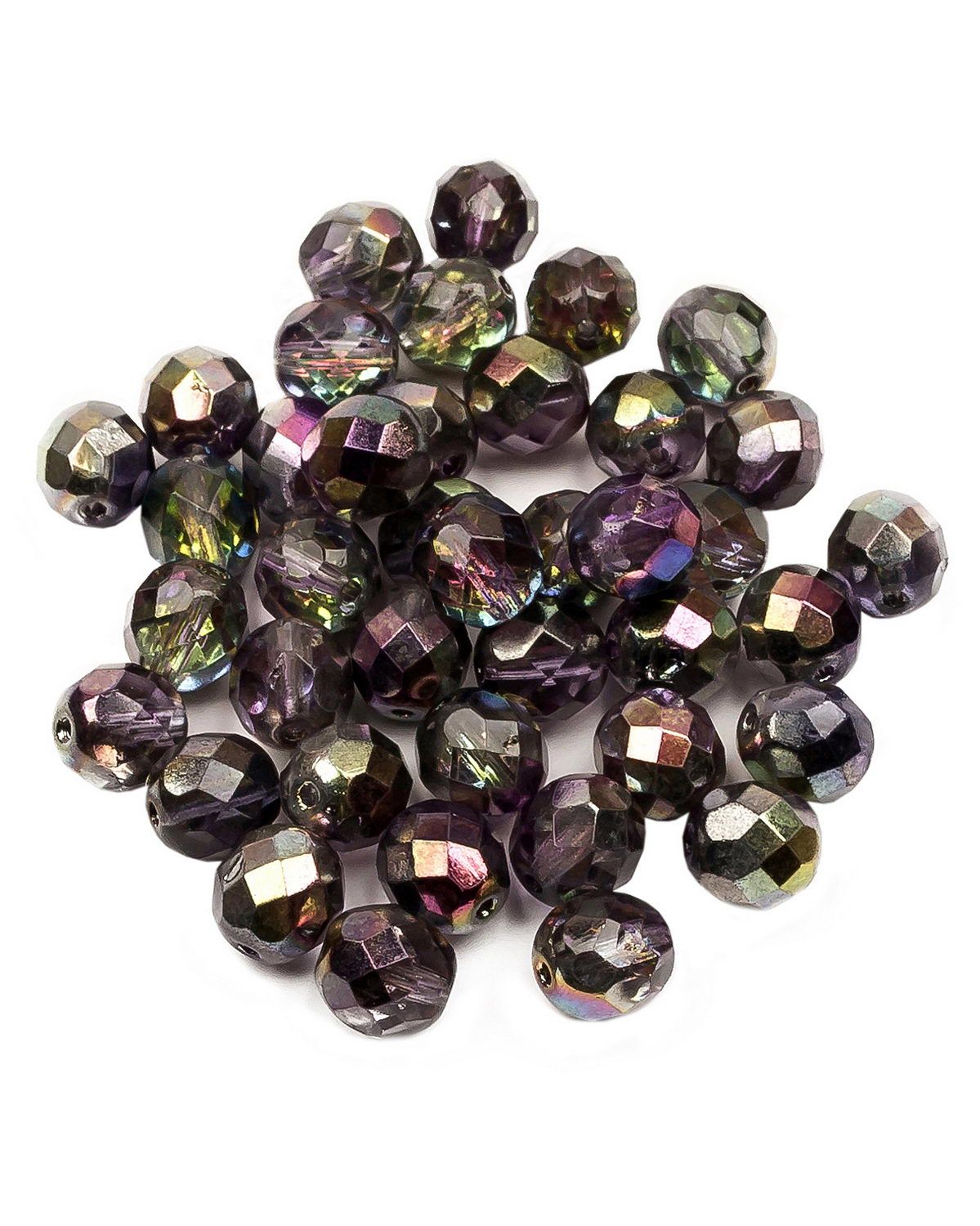 

Стеклянные чешские бусины Fire polished beads ганеные круг 8 мм Crystal Magic Purple 40шт, Розовый, FP-8