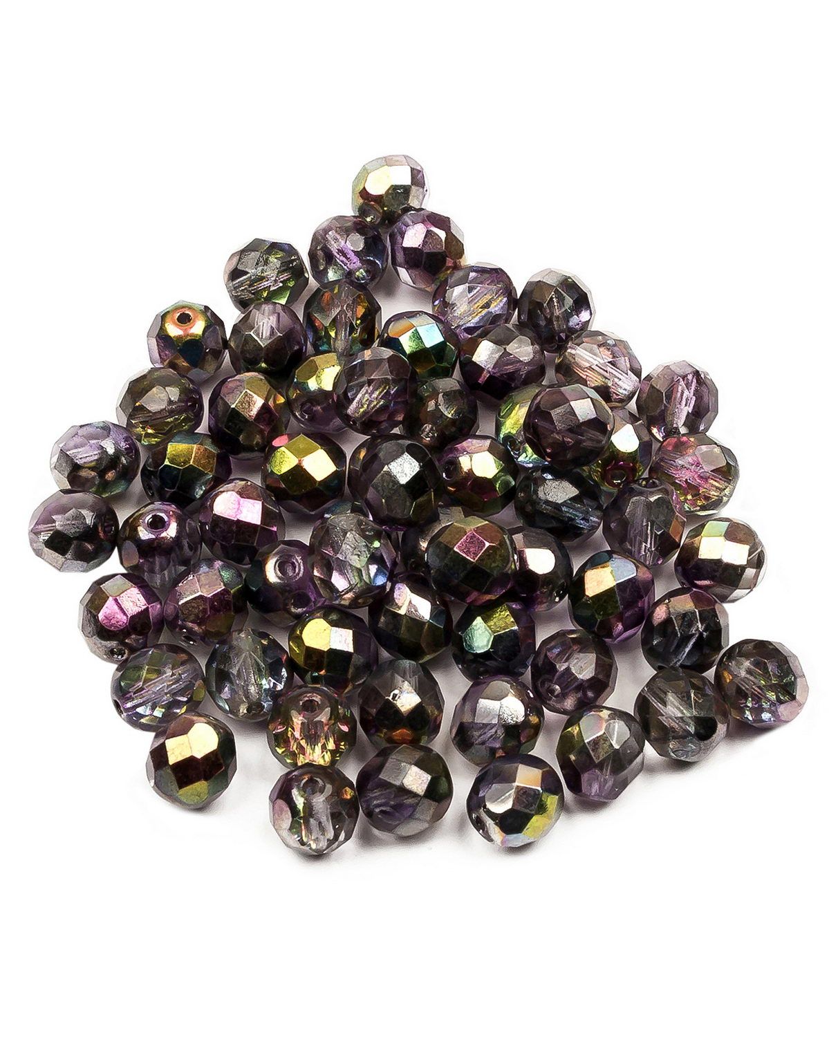 

Стеклянные чешские бусины Fire polished beads ганеные круг 8 мм Crystal Magic Purple 60шт, Розовый, FP-8