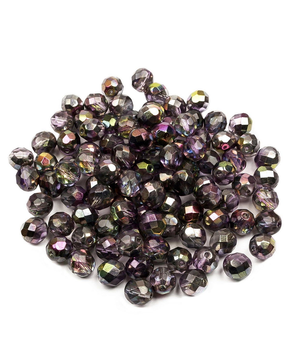 

Стеклянные чешские бусины Fire polished beads ганеные круг 8 мм Crystal Magic Purple 100шт, Розовый, FP-8