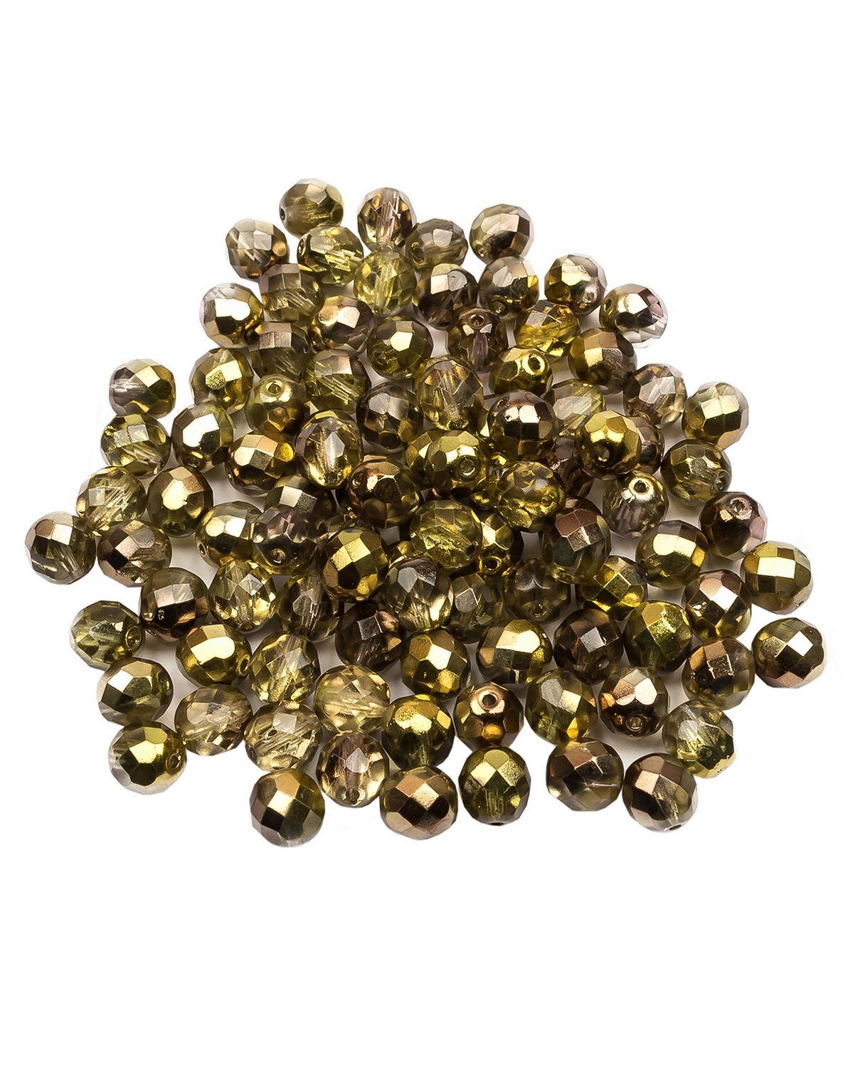 

Стеклянные чешские бусины ганеные круг 8 мм Crystal Sunny Magic Gold 100шт, Разноцветный, FP-8