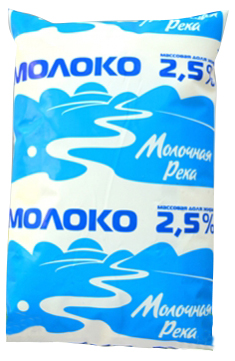 

Молоко 2,5% пастеризованное 850 мл Молочная река БЗМЖ