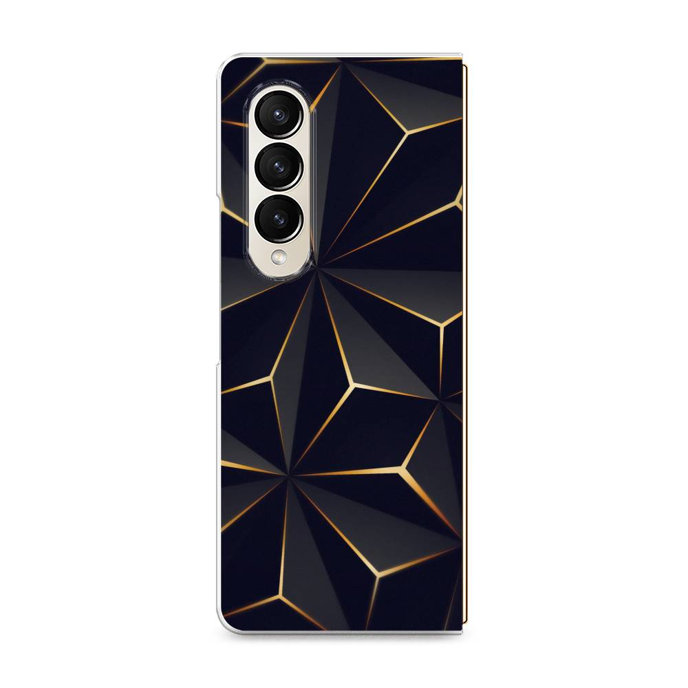 

Чехол на Samsung Galaxy Z Fold 4 "Черные полигоны", Золотистый;черный, 2106950-3