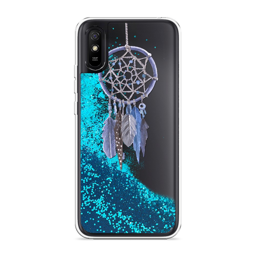 

Жидкий чехол с блестками "Синий ловец снов акварель" на Xiaomi Redmi 9A, 38993-1