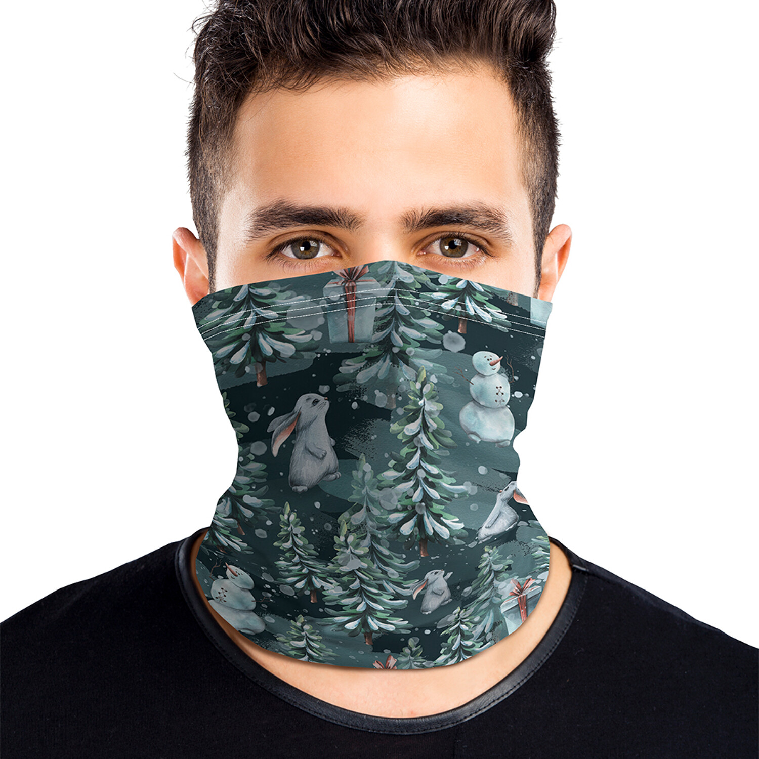 

Шарф-труба JoyArty Зайчик в зимней сказке зеленый, Зайчик в зимней сказке