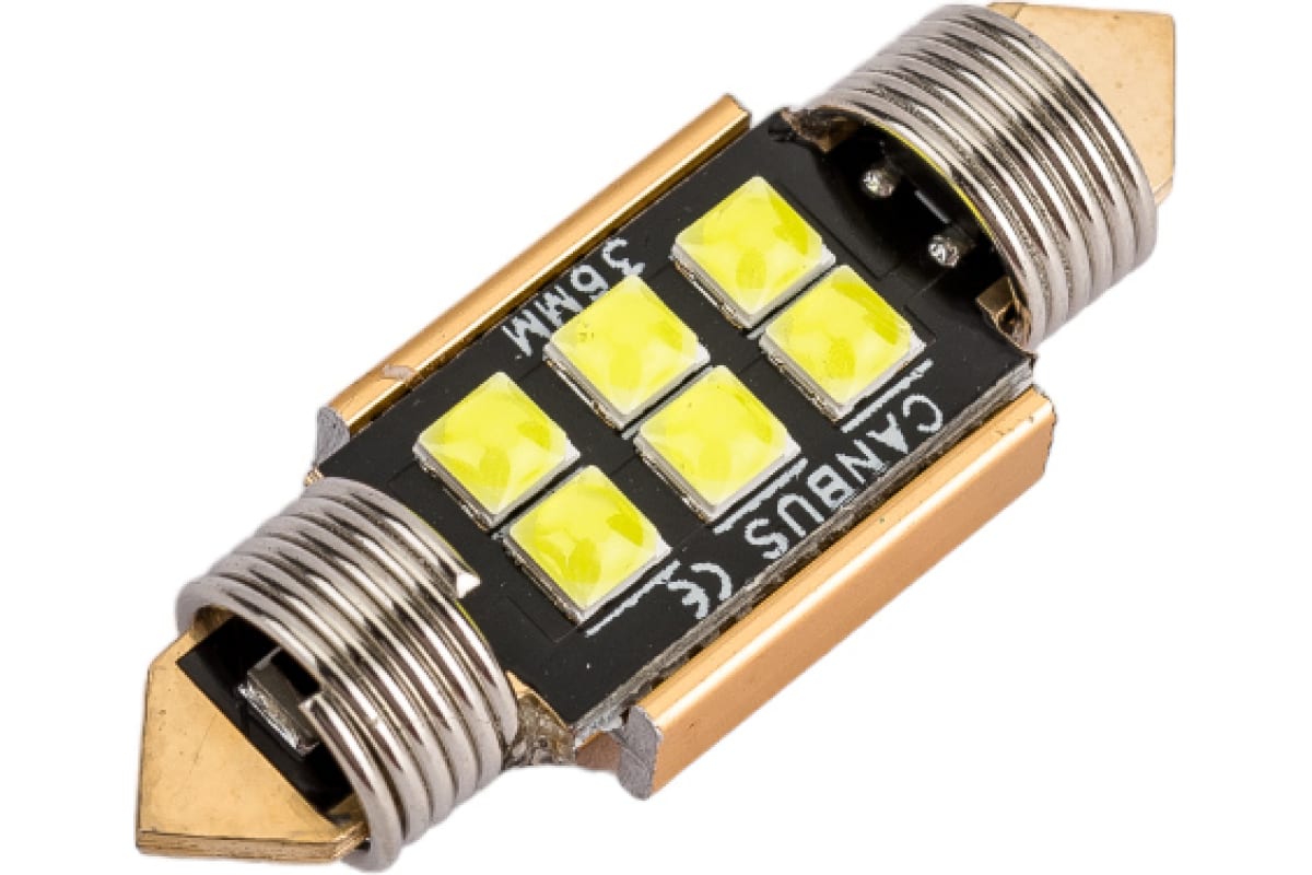 Автолампа SKYWAY диод T11(C5W) 12V 6SMD диодов 1-конт. 36мм, с обманкой Белая S08201478