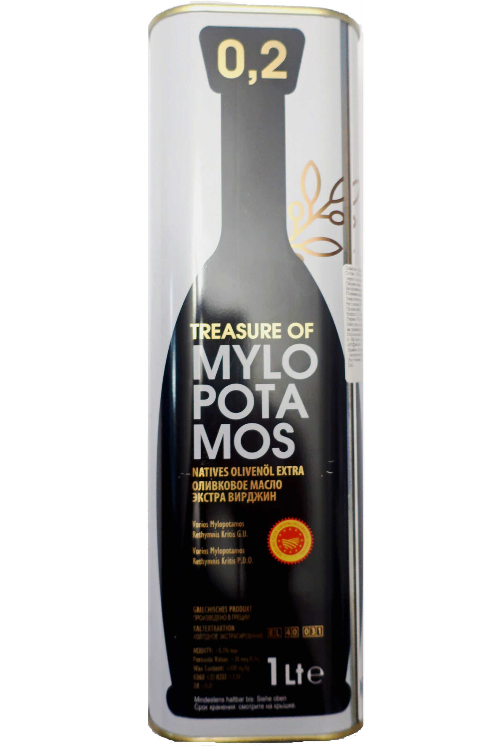 

Оливковое масло MYLOPOTAMOS 02 Extra Virgin P.D.O., 1 литр, оливковое масло
