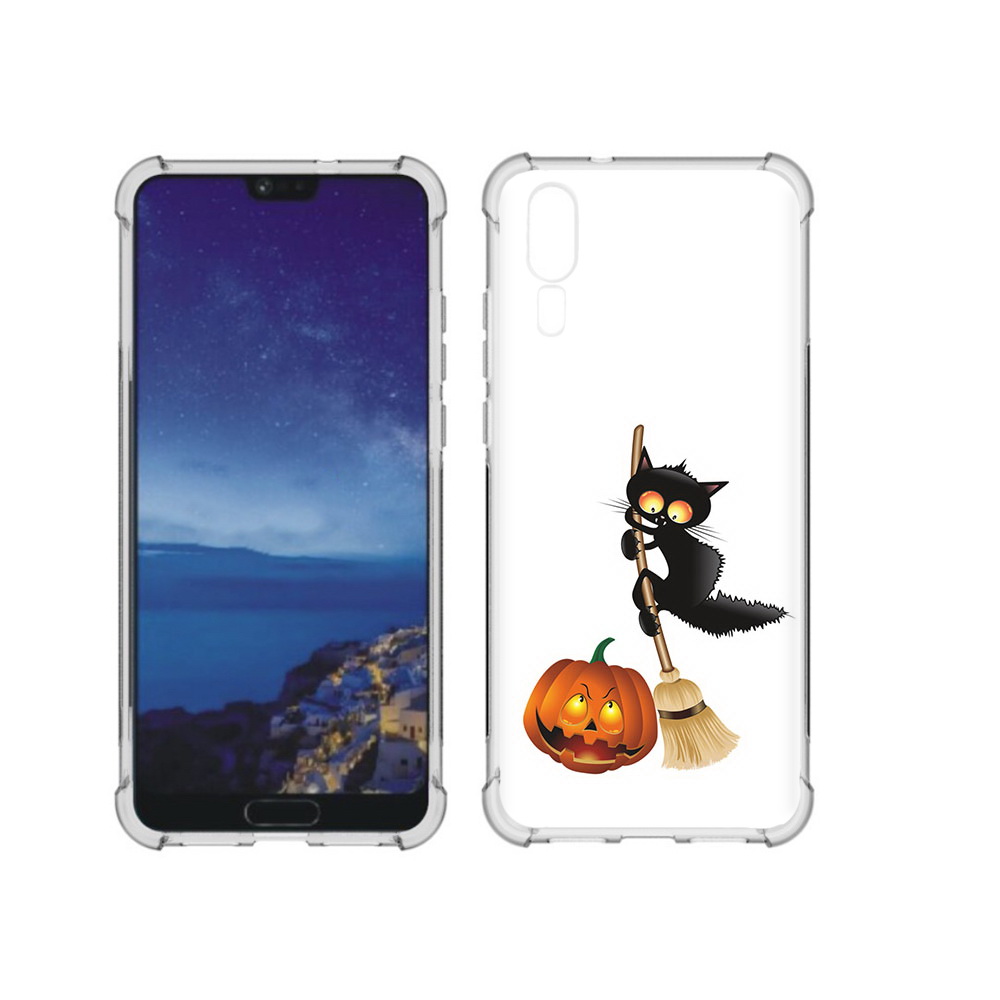 Чехол MyPads Tocco для Huawei P20 хэлуинский котик (PT108006.52.667)