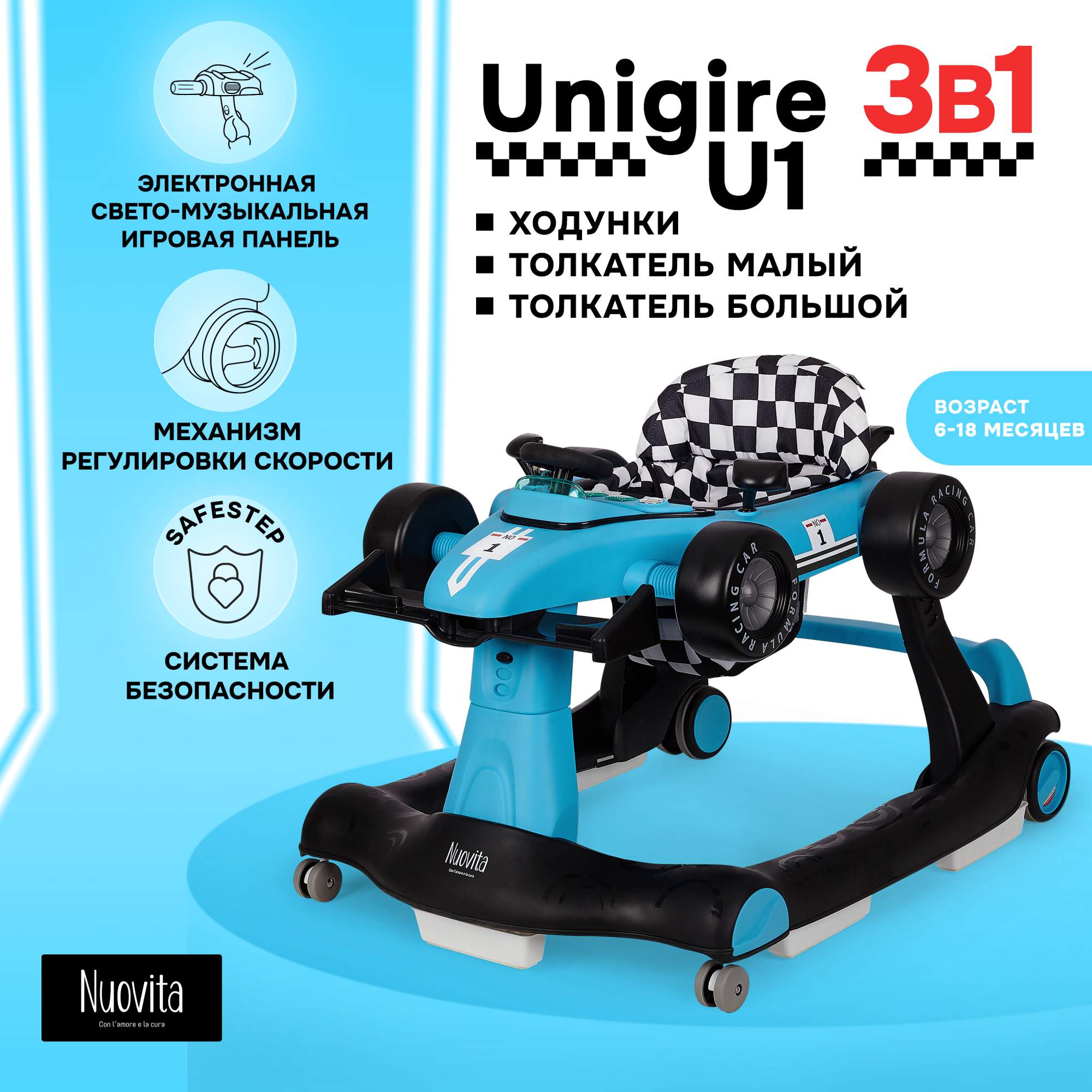 Детские ходунки Nuovita Unigire U1 Blu/Синий