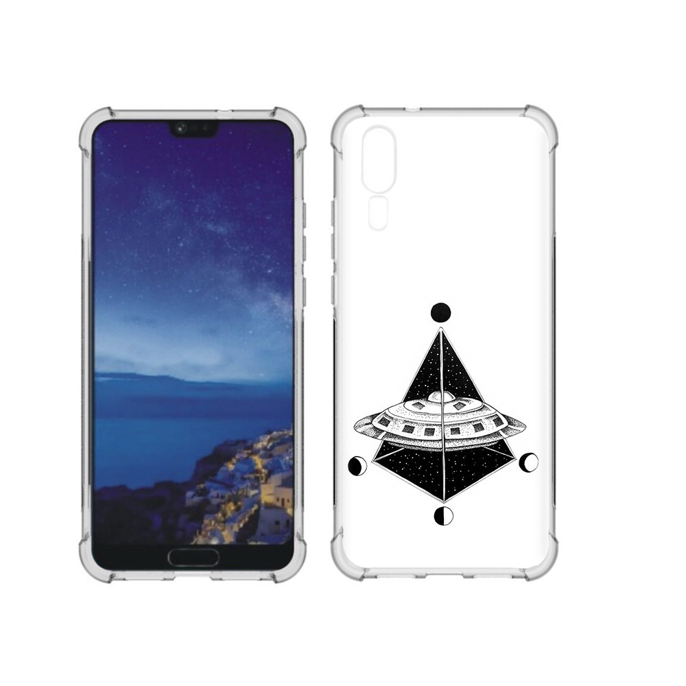 

Чехол MyPads Tocco для Huawei P20 черно белая летающая тарелка (PT108006.52.679), Прозрачный, Tocco