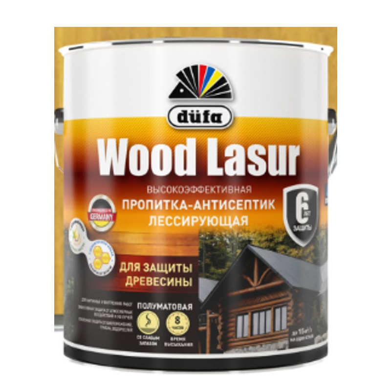 Пропитка-антисептик лессирующая для защиты древесины Dufa Wood Lazur сосна 2,5 л