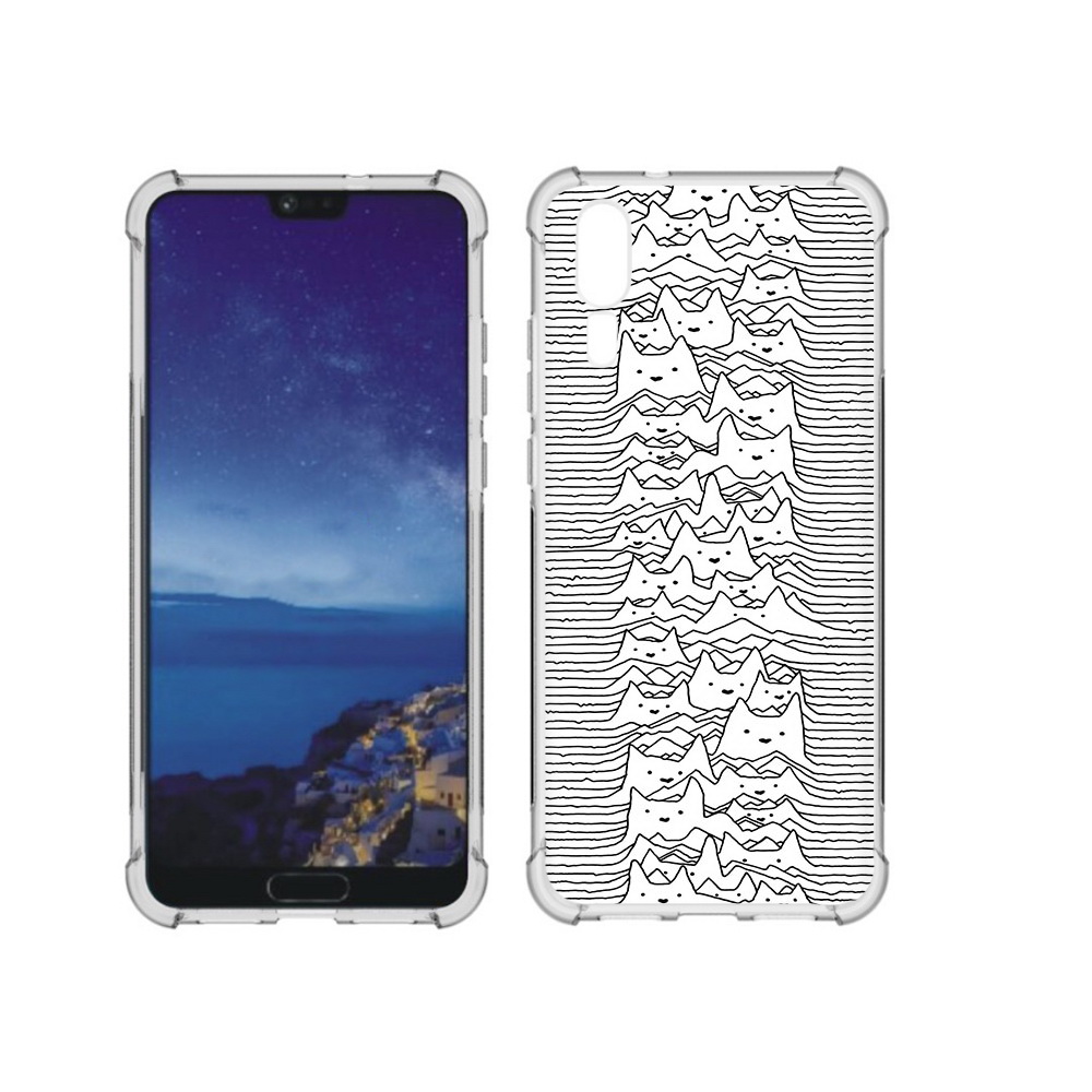 

Чехол MyPads Tocco для Huawei P20 черно белые коты 3D (PT108006.52.682), Прозрачный, Tocco