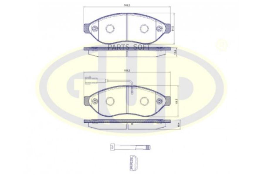 

Колодки пер cit jumper.Fiat ducato.Pgt boxer 2.2hdi 06- 1шт GUD GBP123701