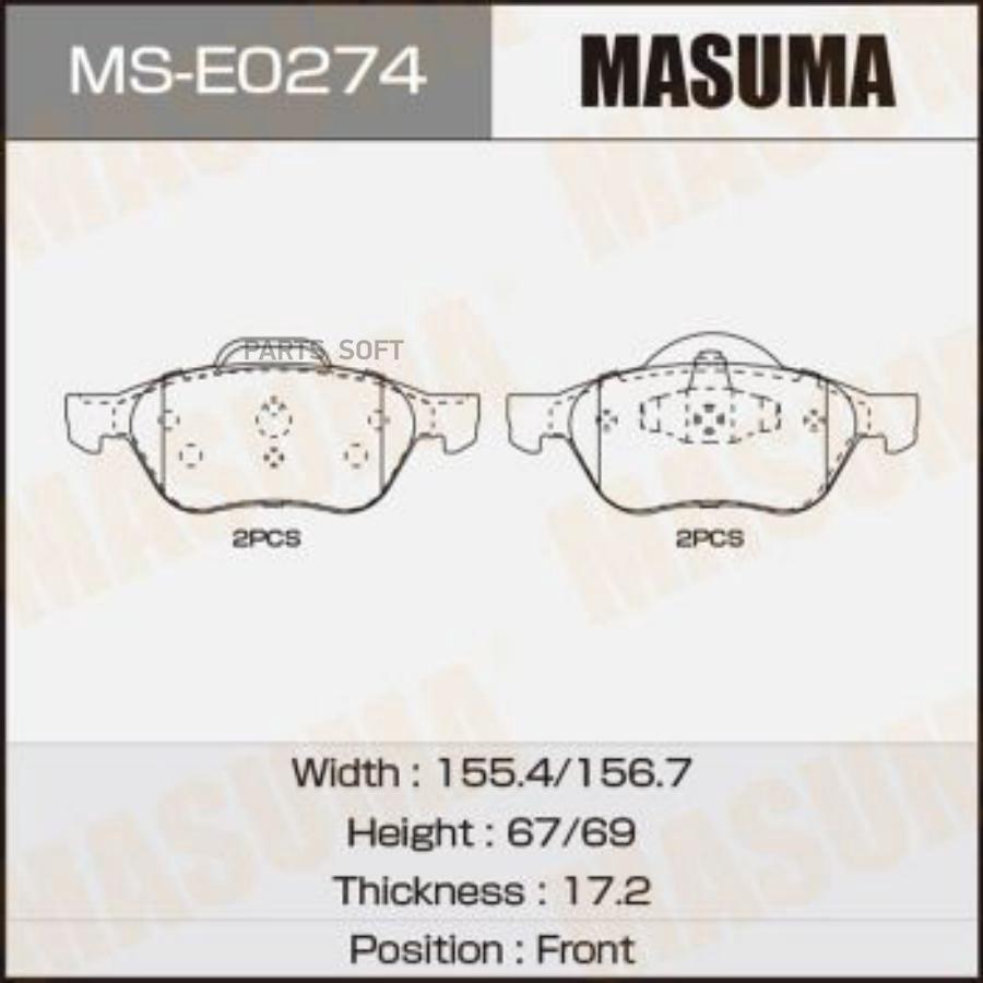 MASUMA MS-E0274 Колодки дисковые MASUMA, AN-4662K, P68048 front (1/6) 1шт