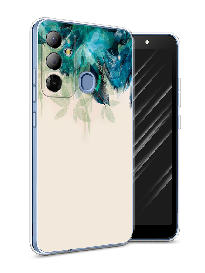 

Чехол Awog на Tecno Pop 6 Go "Перья голубого цвета", Бежевый;синий;голубой, 302950-2
